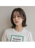 肩上切りっぱなしボブ