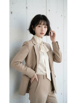 コートフィールエー(CO_T feel.a) 上品で知的な黒髪ショートボブオフィスカジュアル