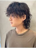 調布メンズパーマルーズパーマシャドウパーマッシュウルフゆるめ