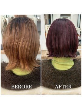 ヘアーアートシフォン 池袋西口店(Hair art chiffon) デザインカラーツートンカラーハッシュカット白髪ぼかし縮毛矯正