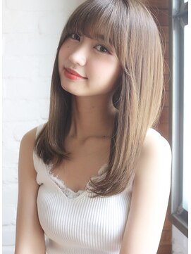 チョビー 銀座(chobii) 道村/ミディアム/ブランジュ/グレージュ/小顔カット/ハイライト