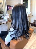 シールエクステでシルバーハイライトカラー/20代/30代/40代