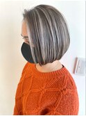 コントラストハイライト×ぱっつんボブ