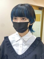 バレル 天王寺阿倍野店(Barrel)&nbsp;ウルフカット　インナーブルー　ブルーブラック