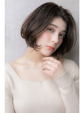 カバーヘア ブリス 志木南口駅前店(COVER HAIR bliss) モード黒髪アッシュブラックかきあげボブ309Y志木30代40代50代