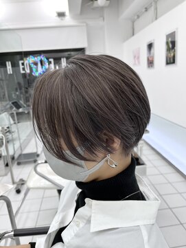 ルートエイチ 市川(Root H) 前髪マチルダボブピンクベージュインナーグレージュ