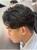 メンズビジネスパーマ/ナチュラル/ツーブロアップバング/眉毛