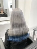 【ホワイトシルバー×裾ブルー】