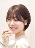 丸みショート/ショートボブ/耳かけショート/ダークグレージュ