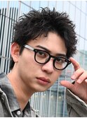 メンズシースルーマッシュニュアンスパーマシャドウパーマテテ風