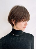 前髪あり耳掛け丸みくびれショートボブ20代30代40代50代（蘭）