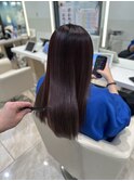 艶髪ストレート ヴァイオレットベージュ 髪質改善カラー
