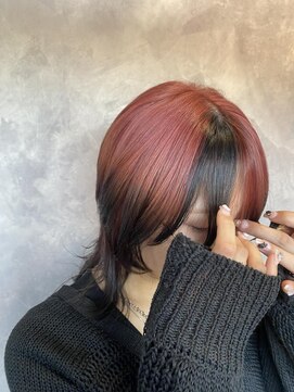 バディ 中野駅前店(BUDDY) レッド× ブラック デザインカラー【中野美容室/阿佐ヶ谷】