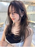 韓国ヘアーハッシュカットレイヤーカットグレージュブリーチ無し