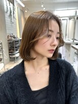 ★小顔ワンカールレイヤーカットデジタルパーマチェリーブラウン