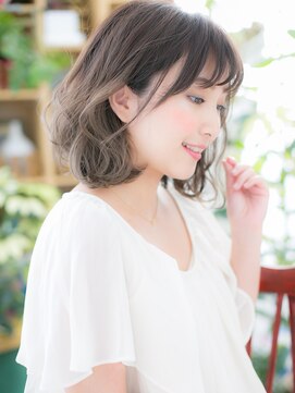 カバーヘア ブリス 大宮西口(COVER HAIR bliss) 斜めバングオンブレくすみカラーふわミディ大宮20代30代40代a!