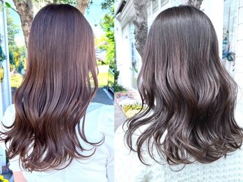 カーキヘアリンク(khaki hair link)の写真/低刺激なのが嬉しい！短時間で終わるのに圧倒的な透明感と艶感が得られる大人気“シークレットカラー”