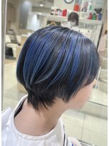 ギンザ ヘアー シロー(Ginza hair CIRO) アンブレラカラーハンサムショートブルーネイビーカラー