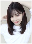 シースルーバング　内巻きミディアム　30代　40代 50代