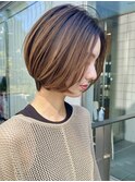 大人前下がりショートボブ前髪なしショートヘア30代40代50代