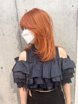 ラニヘアサロン(lani hair salon) オレンジカラー/レイヤーカット/ウルフ/ハイトーン/ケアブリーチ