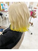 【Factory5デザインカラー】ブロンド×裾カラーレモンイエロー