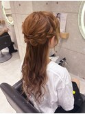 編み込みハーフアップ