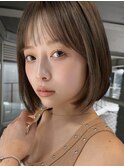 大人可愛いシースルーバング×小顔ナチュラルボブ