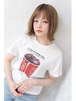 ジェム(GEM) シースルーバング/外はねボブ/ミルクティーベージュ