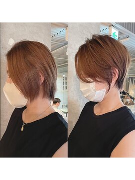 髪質改善と縮毛矯正の専門店 サンティエ(scintiller) 大人綺麗な小顔襟足スッキリショートボブ　30代40代50代