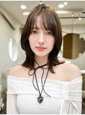 くびれヘアアプリコットオレンジ夏ヘアハイライトカラー