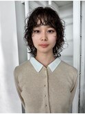 ミニウルフデジタルパーマチェリーブラウンショートウルフ