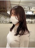 ベージュカラー/顔まわりカット/ミディアムレイヤー