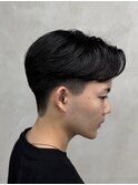 メンズセンターパートニュアンスパーマアップバング