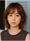 ニュアンスパーマボブ/くせ毛風ウェーブ/ミルクティーベージュ
