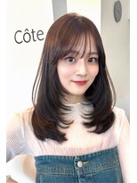 コート 青山(Cote) 美髪レイヤーカットオリーブグレージュグレージュカラー顔まわり