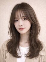 ロティー 天神(loty)&nbsp;レイヤー 顔周りカット 韓国 ブリーチなしカラー 赤み消しカラー
