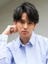 ソフトツイスト黒髪マッシュネオウルフオリーブカラーワンレン