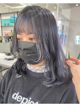 ベレーザ 渋谷(BELEZA) 2691外国人風カラーブルーサファイアインディゴ波巻きロング