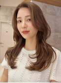 セミロング30代40代ストレートレイヤー前髪なし前髪あり表参道