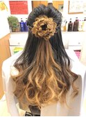 【華やか♪】フラワーハーフアップ