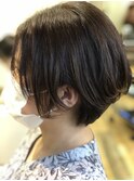 大人可愛い20代30代40代小顔ワンサイドショートボブ前下がり