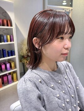 アム(amu) 顔まわりレイヤーボブ×暖色系ブラウンカラー