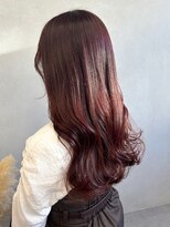 ミュラ(mulah)&nbsp;ブリーチなし暖色カラーカシスレッド＊ゆる巻きロングヘア