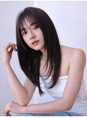 大人かわいい前髪セシルカットココアブラウンフリンジウェーブ