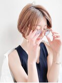 ★前下がりハンサムショートボブパーマ30代40代50代白髪ぼかし