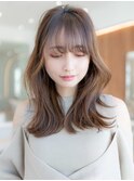 大人かわいい前髪セシルカットココアブラウンフリンジウェーブ