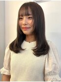 顔周りレイヤー 顔周りカット オリーブグレージュ 透明感