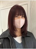 【YOKE】ワインレッドチェリーレッドレイヤーカット暖色カラー