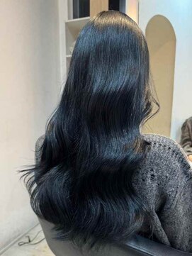 ダブル(W) 黒染めカラー/ロングウェーブ/韓国レイヤー